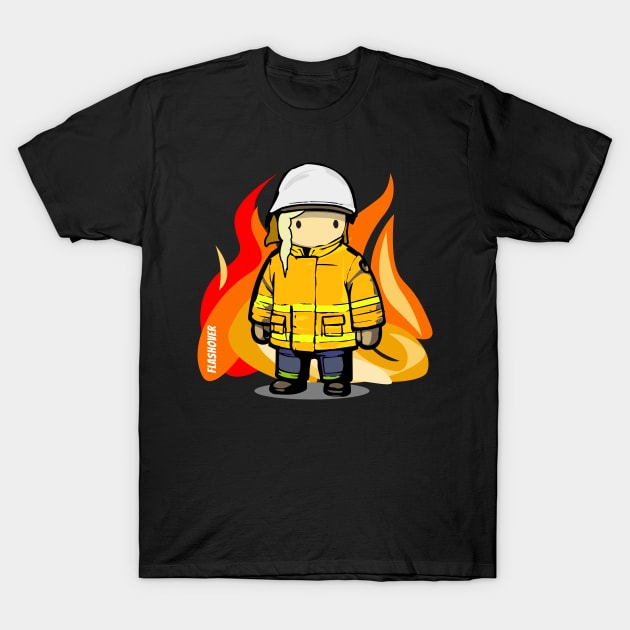 Rural Firefighter Female - Large Design (Light Hair) T-Shirt by Flashover